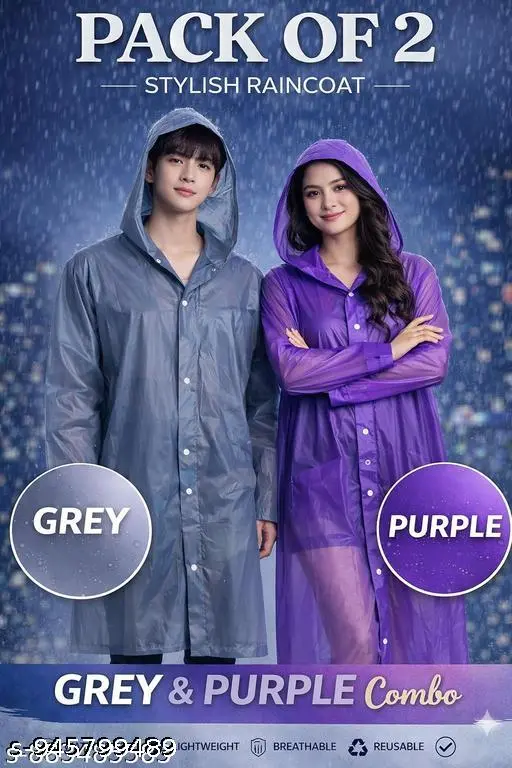 Presents Pack of 2 Multicolor Waterproof and Fashionable rain coat For Men And Women