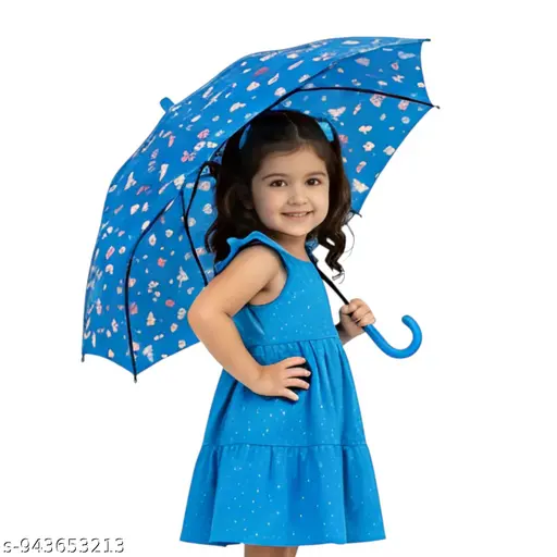Kids Barbie Unicorn Printed Whistle Umbrella for Girls  Cartoon Rain Umbrella with Curved Handle