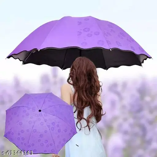 Monsoon Magic Umbrella For Girls Changing Secret Blossoms Occur with Water Magic Print 3 Fold Umbrella For Sunlight or Rain (Multicolor)