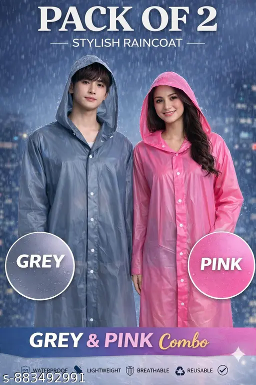 Pack of 2 Waterproof and Fashionable rain coat for men & women