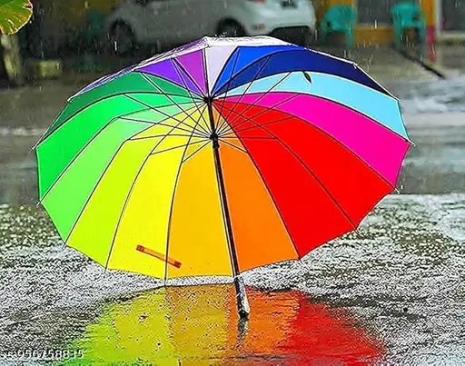 Rainbow Color Umbrella for Rain & Sun  Windproof Waterproof for Men & Women  Stylish Outdoor Travel Chhata for Barish & Summer